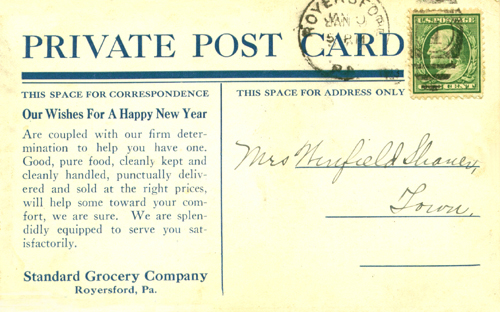 RFM - Standard Grocery postcard